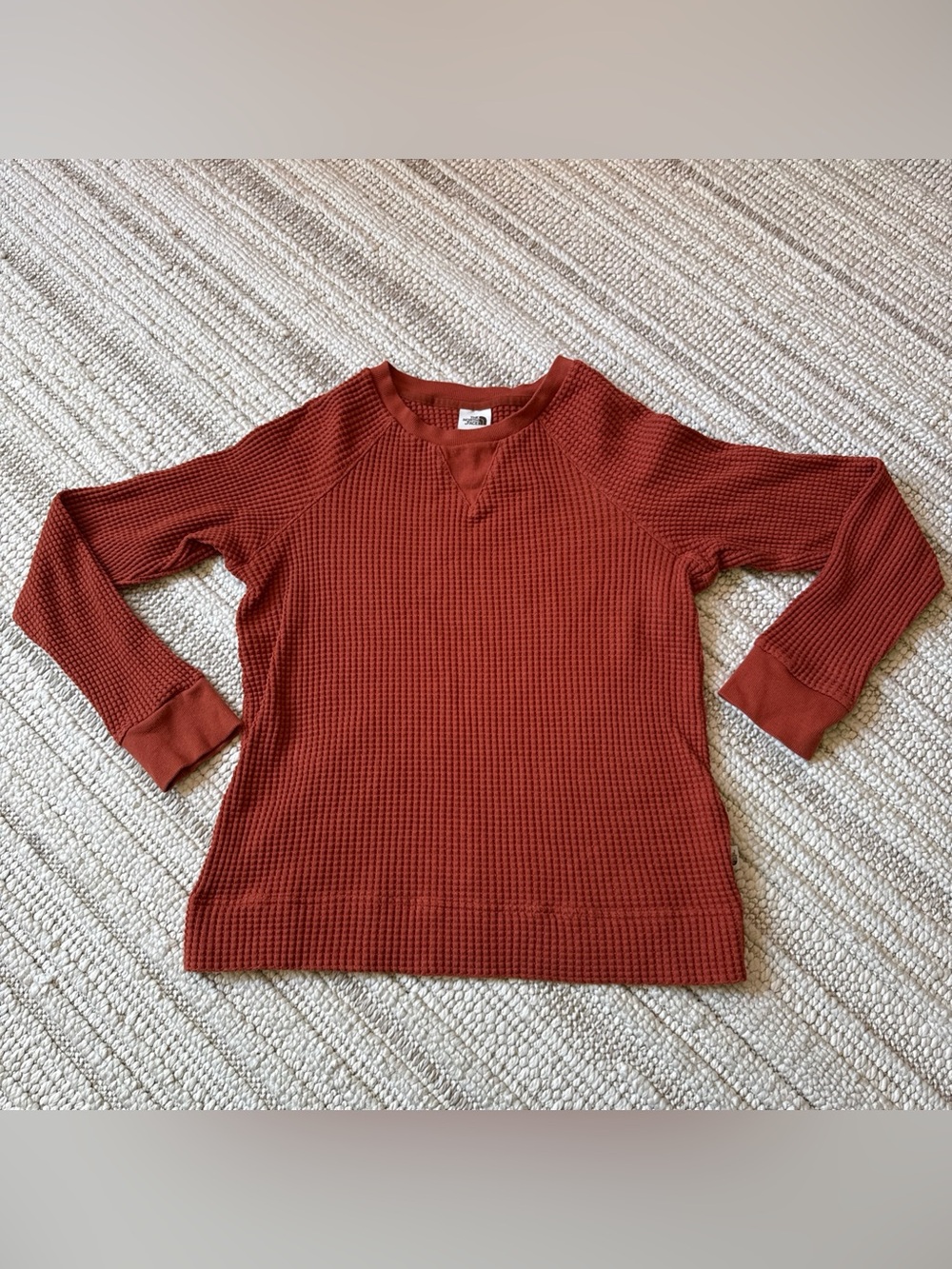 North Face Thermal Women's Size M Orange Waffle Knit Hiking Outdoors Camping
